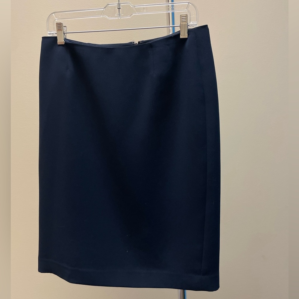 Navy blue a-line skirt.